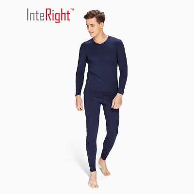 

INTERIGHT Qiuyi Qiuku 50S long-staple cotton spandex comfortable warm male V-neck suit ingenuity to create Jingshu cotton craft gray