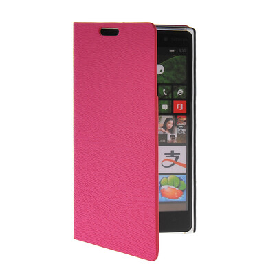 

MOONCASE Slim Leather Side Flip Wallet Card Slot Pouch Stand Shell Back Case Cover for Nokia Lumia 830 Hot pink