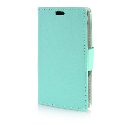 

MOONCASE Leather Side Flip Wallet Card Slot Pouch Stand Shell Back Case Cover for Microsoft Lumia 435 Azure