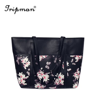 

Tripman Casual PU Leather Bags New 2016 Floral Women Handbags Printing Women Shoulder Bags Large Casual Tote Handbag