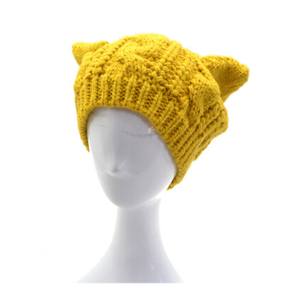 

MyMei Fashion Women Winter Cap Beanie Devil Horns Cat Ear Crochet Braided Knit Ski Wool Cap Hats