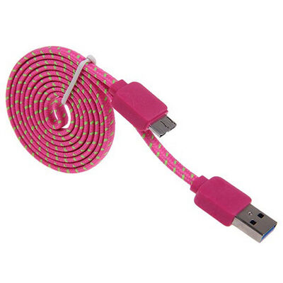 

плетеные плоский кабель Micro USB 3.0 данные субтитры для зарядки мозга Samsung Galaxy Note 3 n9000 S5