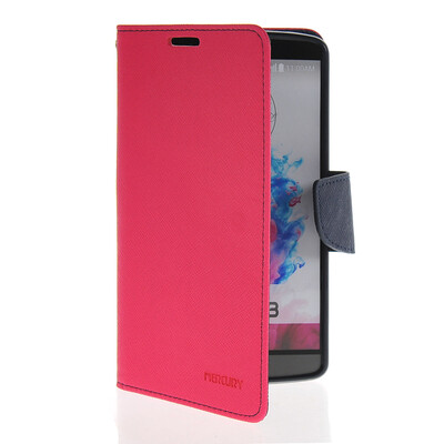 

MOONCASE Classic cross pattern Leather Side Flip Wallet Card Pouch Stand Soft Shell Back Case Cover for LG G3 Hot pink