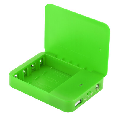 

Portable USB LED External Emergency Power Bank Charger Battery Case For 4 AA Green
