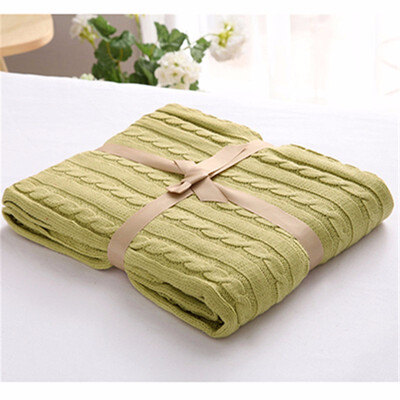 

100 Cotton High Quality Blanket Handmade Soft Knitted Solid Color Plaid Throw Blanket On Sofa Bed Plane Warm Bedspreads