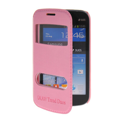 

MOONCASE View Window Leather Side Flip Pouch Stand Shell Back ЧЕХОЛ ДЛЯ Samsung Galaxy S Duos S7562 Pink