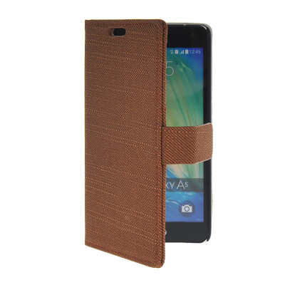 

MOONCASE High quality Leather Side Flip Wallet Card Holder Pouch with Kickstand Case Cover for Samsung Galaxy A5 Brown