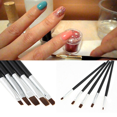 

5PCS Nail Art Acrylic UV Gel Design Salon Pen Flat Brush Kit Dotting Tool