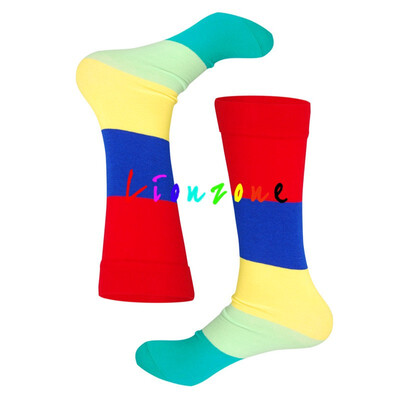 

LIONZONE Warm Long Socks For Women Plus size Color Striped Lattice Straight Tube Style Combed Cotton Hip-Hop Happy Socks Funny
