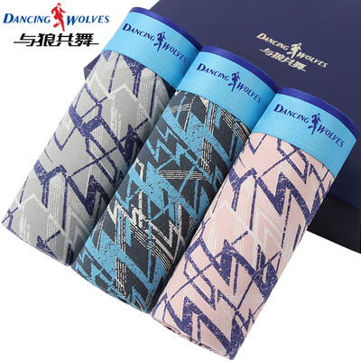 

Dancing with wolves DANCING WOLVES mens underwear mens boxers cotton breathable four-point pants head 3 mixed color