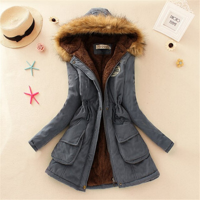 

Winter Coat Women 2018 New Parka Casual Outwear Solid Hooded Thickening Cotton Coat Winter Jacket Fur Coat Women Clothes