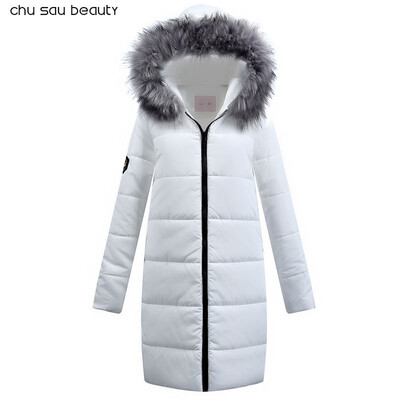 

Chu Sau Beauty 2018 New Winter Trend Fashion Women Coat Warm Winter Outfit Long Sleeve Simple White Down Coat Long Hooded Parkas