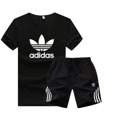 

Damaizhang Brand Men Sport T-shirt With Pant Summer Mens Jogging Set Cotton Breathable Track Suit Running Clothing