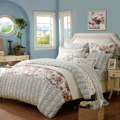 

【Jingdong Supermarket】 Meng Jie Home Textiles (MENDALE) Bedding Set Cotton Printed Four-piece Sheets Enclosed Rococo Afternoon Tea 1.8m Bed 248 * 248cm