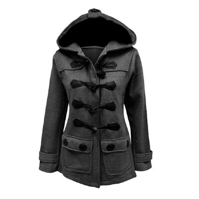 

CT&HF Women Winter Long Woolen Hooded Coat