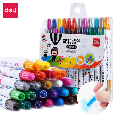 

Deli deli 24 color student rotation painting crayon oil pastel color random 6696