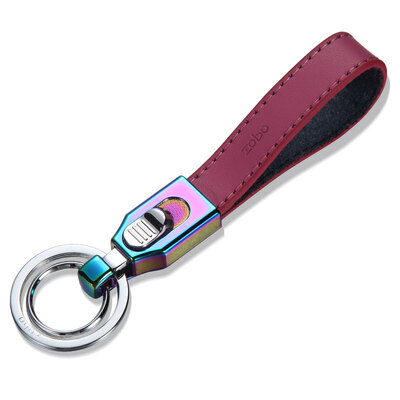 

Authentic zobo car key chain push plate opening portable child double key ring leather key rope car accessories birthday gift ZB-936 black