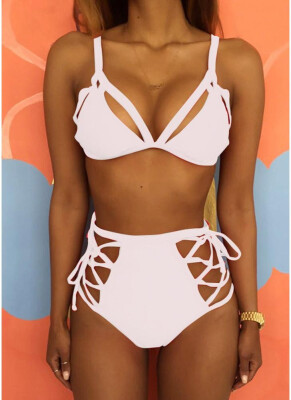 

2018 Women Strappy Bikini Set Bandage Swimwear High Waist Bikini Set Beachwear
