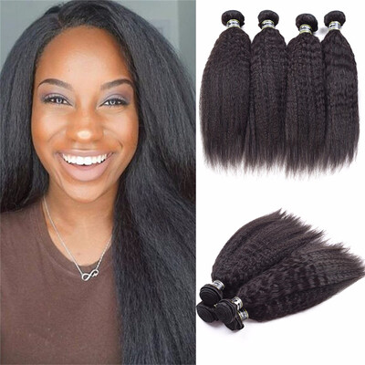 

Amazing Star Kinky Straight Bundles Peruvian Virgin Hair 4 Bundles Kinky Straight Hair Weave Grade 7A Human Hair Extensions