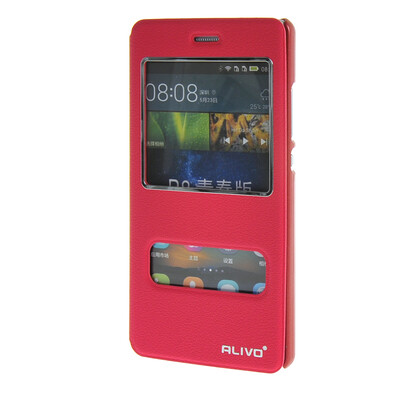 

MOONCASE Huawei Ascend P8 Lite чехол Double Window View Leather Flip Bracket Back чехол Cover Hotpink