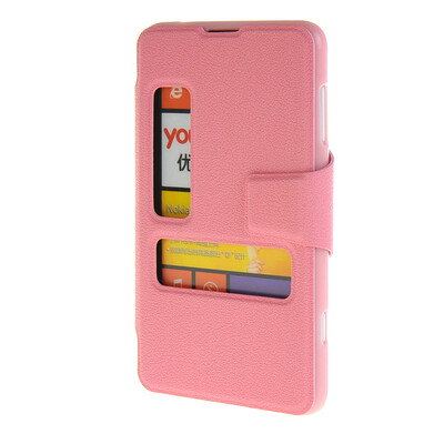 

MOONCASE Side Flip Hard board Slim Leather Bracket Window чехол для Cover Microsoft Lumia 625 розовый