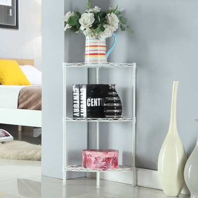 

Home Furnishings Metal Storage Shelf Shelf Bathroom Three-tier Corner Stand Multi-function Storage Shelf GX_5216W