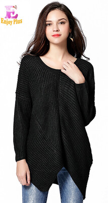 

M L XL XXL 3XL 4XL 5XL plus size casual fall 2018 sweaters women pullover large size long sleeve black loose knitted irregular