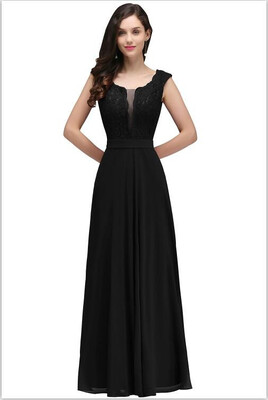 

O Neck Lace Chiffon Evening Dresses 2018 Sleeveless Formal Party Dresses Long Prom