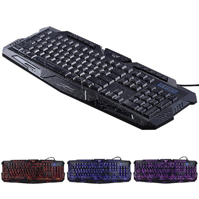 

Bilingual Russian English Gaming Keyboards 3 Backlight Modes Russia Version Fire Cracks Keyboard USB Powered for Gamers
