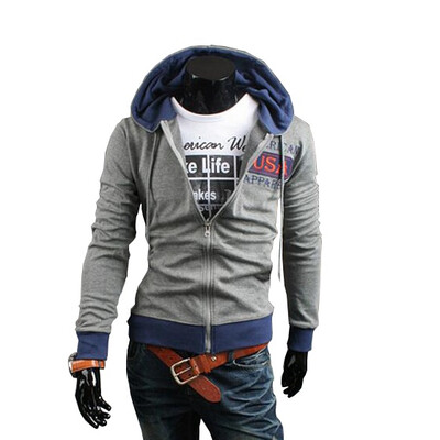 

Zogaa New Men's Hoodie Fashion Contrast Color Electric Embroidery