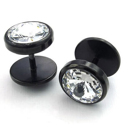 

Hpolw Mens Cubic Zirconia Stainless Steel Stud Earrings Black