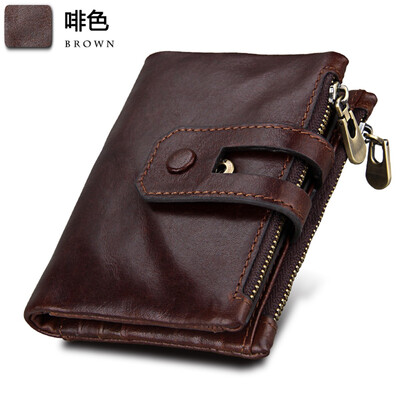 

Leather mens wallet anti-theft brush RFID first layer leather wallet crazy horse leather casual wallet