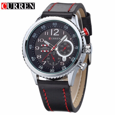 

CURREN2017 New Genuine Leather Strap Gold Business Watch Quartz Luxury Sport Watch Men Brand Watch relogio masculino 8179