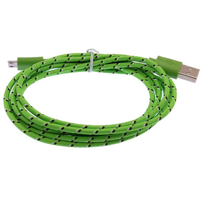 

Green 2M USB Charger Sync Cable Adapter Braided Woven For Samsung HTC Iphone