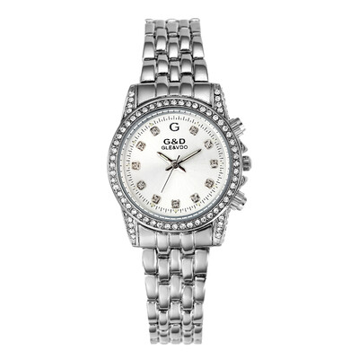 

Womens Gold Sliver Tone Stainless Steel Band Fashion Watch Quartz Analog Wristwatches Best Gift for Girls G&D201515-1