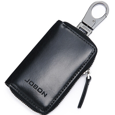 

Jingdong supermarket] JOBON fine fine leather cowhide simple coin purse bag car bag key package 360 ​​degree rotating removable buckle ZB-8802 black