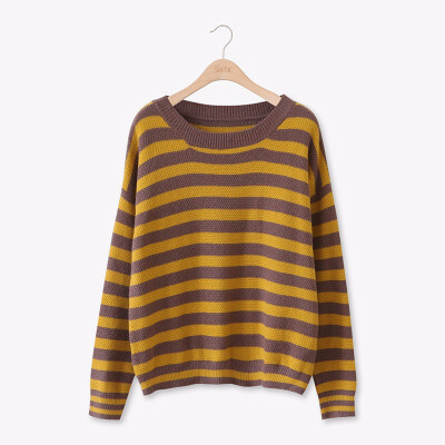 

women designer sweater knitted female 2018 autumn fashionable womens tops loose stripe pullover