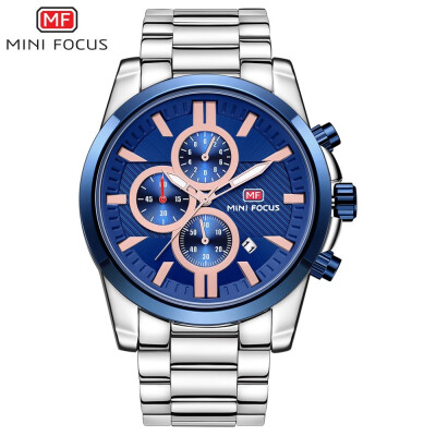 

MINI FOCUS Fashion Stainless Steel Strap Sport Men Quartz Watch MF0134G