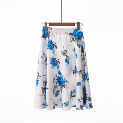 

High Waist Floral Print Women Elegant Skirts Elastic Waist Summer Skirt Casual Party Faldas Mujer Saias