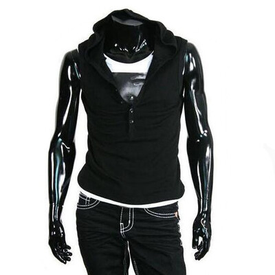 

Zogaa New Mens Vest Buttons Hooded