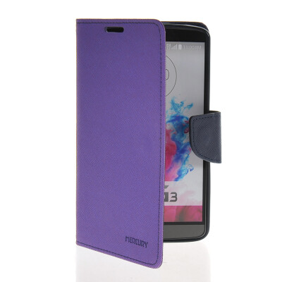 

MOONCASE Classic cross pattern Leather Side Flip Wallet Card Pouch Stand Soft Shell Back Case Cover for LG G3 Purple