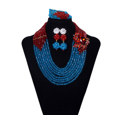 

Brown White Crystal Bridal Jewelry Set African Beads Necklace Earring Bracelet Nigerian African Wedding Jewelry Set For Women