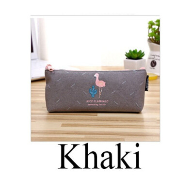 

Fashion New School Supplies Cosmetic Large Capacity Flamingo Pencil Case Zip Coin Bag Canvas Makeup Pouch