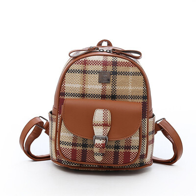 

2018 Ladies Pu Leather Casual Shoulder Bag Trend Plaid Fashion Travel Small Backpack Korean Womens Bag Mochila