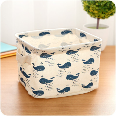 

YINNO Cute Animal Printing Cotton Linen Office Desktop Storage Organizer Sundries Storage Box Cabinet Underwear Storage Basket