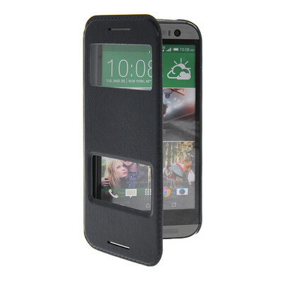 

MOONCASE View Window Leather Side Flip Pouch Stand Shell Back ЧЕХОЛ ДЛЯ HTC One 2 (M8) Sapphire