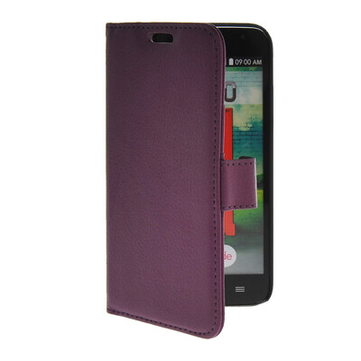 

MOONCASE Litch Skin Leather Side Flip Wallet Card Slot Pouch Slim Shell Back чехол для LG L70 Purple
