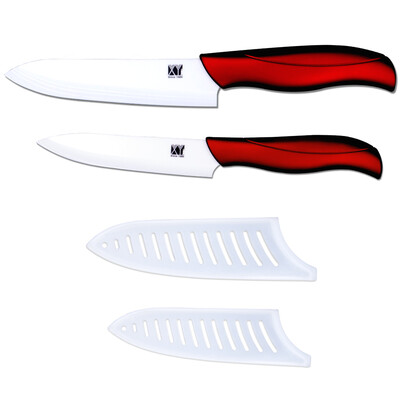 

Hot sale brand ceramic knives set 5 inch slicing 6 inch chef knife sharp kitchen knife red handle white cover best cooking knife