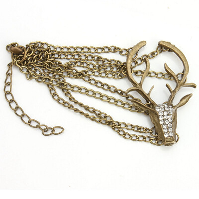 

Vintage Bronze Style Mystical Deer Head Punk Chain Bracelet 60158
