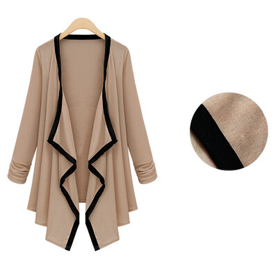 

New Fashion Women Asymmetric Outerwear Contrast Coat Long Sleeve Cape Cardigan Tops